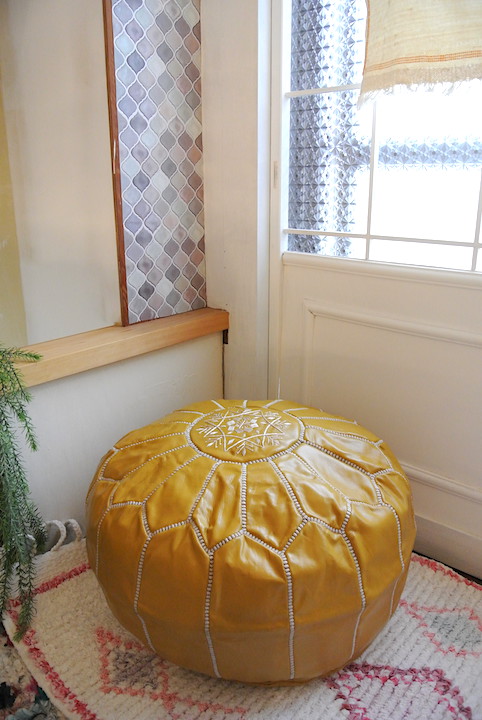 モロッコ革製オットマン｜プフ（マスタードイエロー）