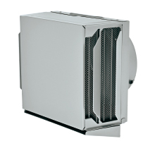 ステンレス製 角形耐外風フード（左右開口・前方吹き・ドレン皿付