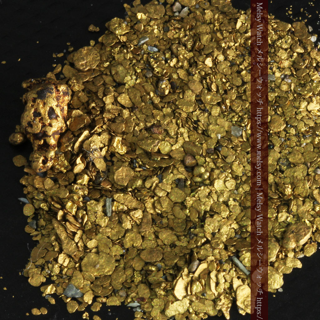 5.1gの小さな砂金・薄片金とやや粒の大きな自然金
