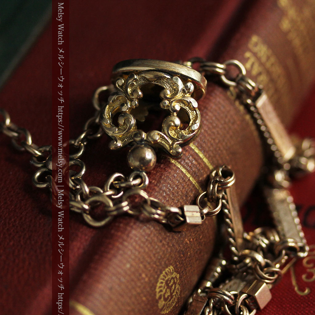 装飾の綺麗なダブルアルバート懐中時計チェーン 立体装飾付き