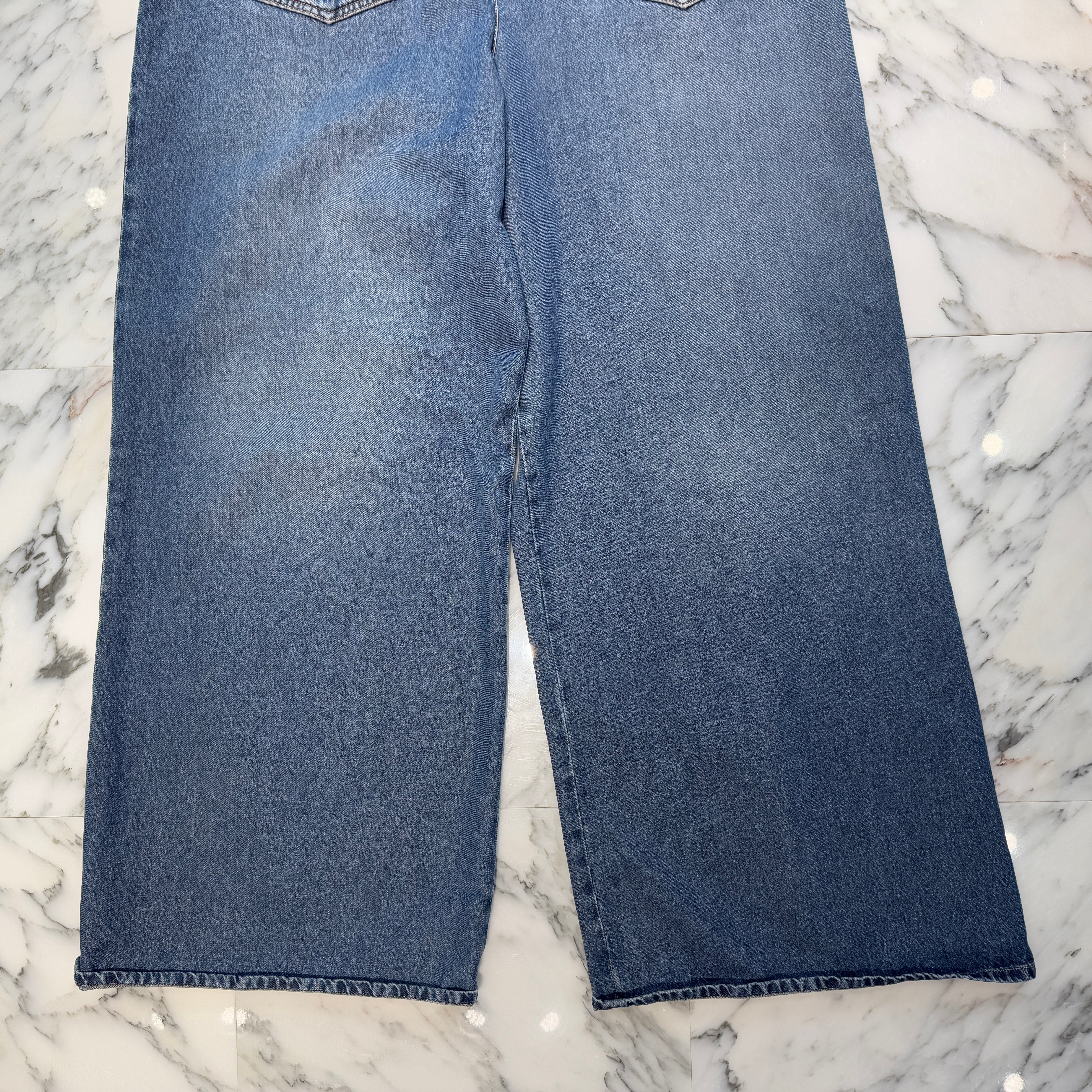 CHANEL 2024 Cruise Coco Mark Wide Denim Pants P76747V68693 Size 50