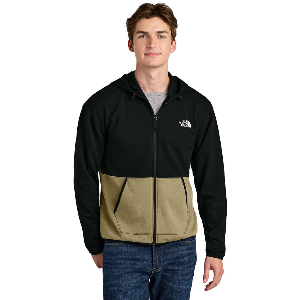 The North Face Men's Khaki Stone/ TNF Black Double-Knit Full-Zip Hoodi