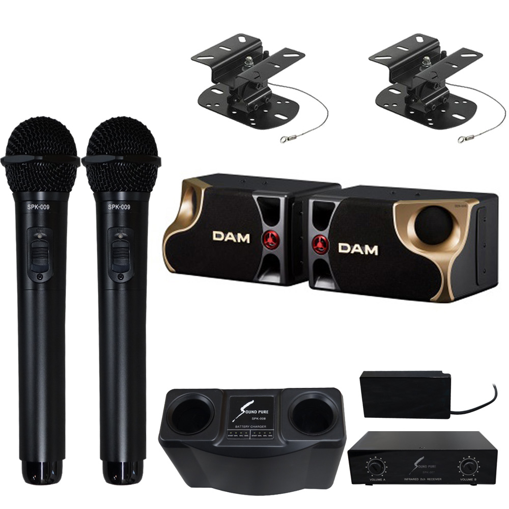 お買い得□ワイヤレスマイク＋DAMカラオケスピーカー＋対応吊り下げ