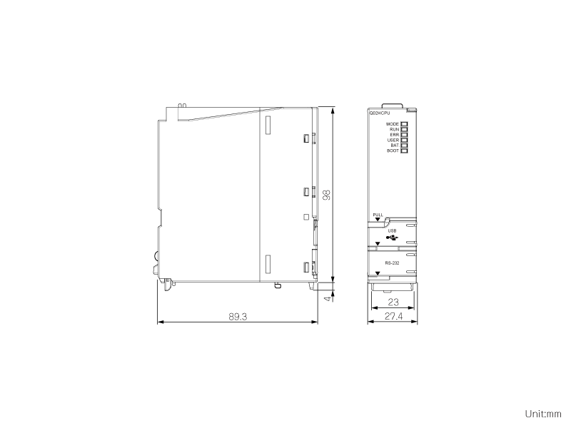 Q10UDHCPU ダウンロード(外形図・CAD) MELSEC-Q シーケンサ MELSEC