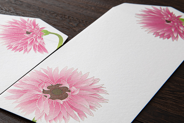 封筒｜紙シリーズ｜封筒 シルク ガーベラ柄(87164006)｜ミドリ