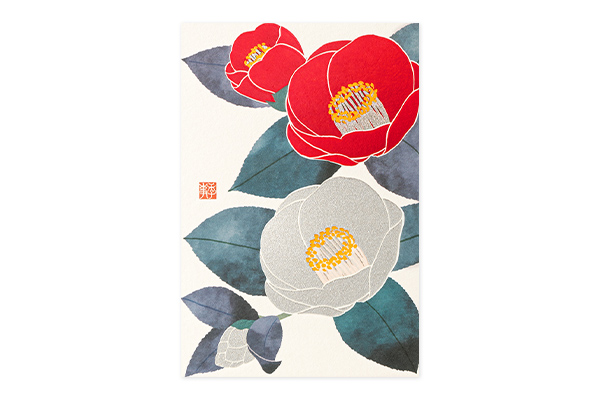 ハガキ/ポストカード｜紙シリーズ｜ポストカード 紅白椿柄 S2(88756006