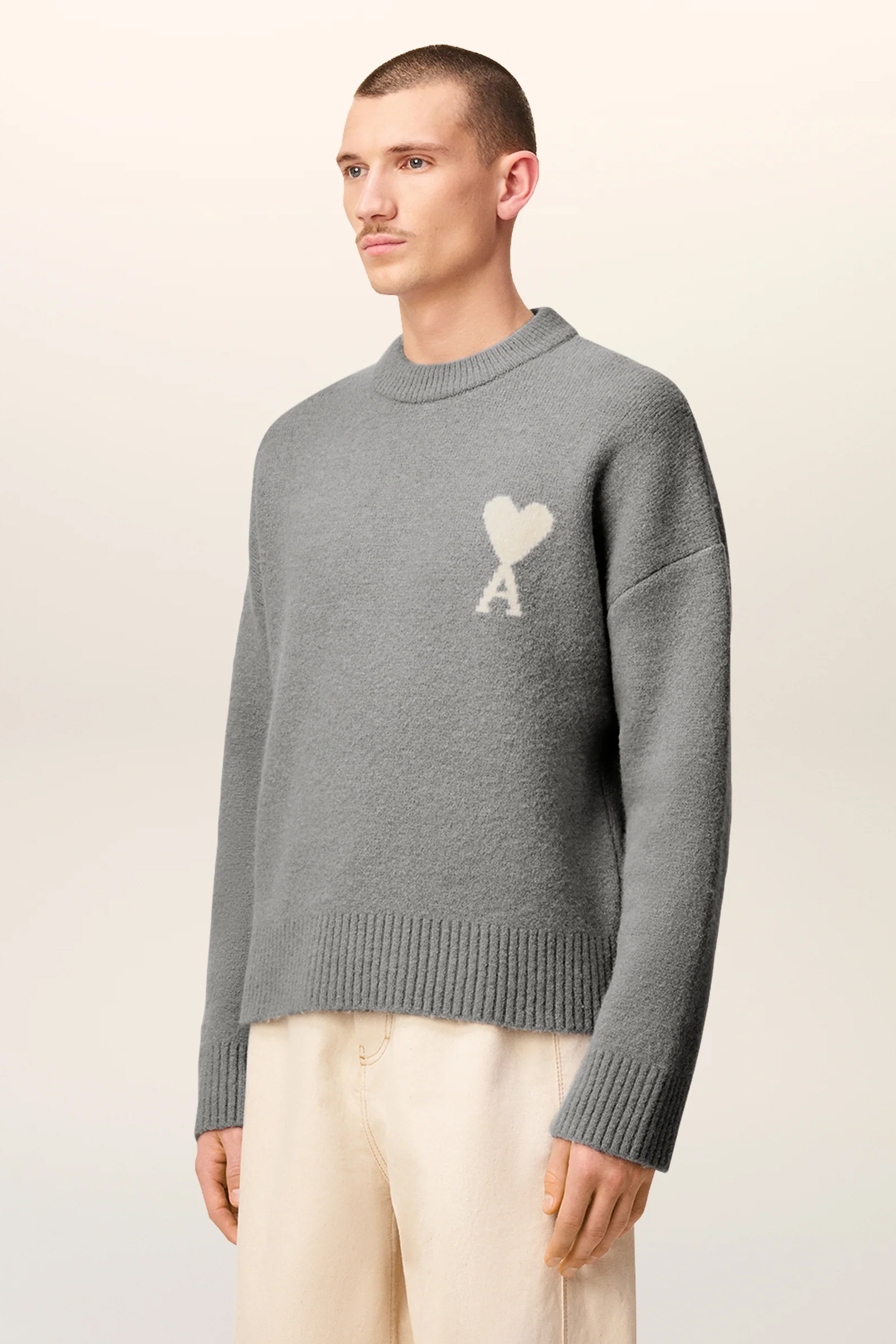 AMI PARIS Relaxed Fit Alpaca Blend Crew Neck Sweater | M