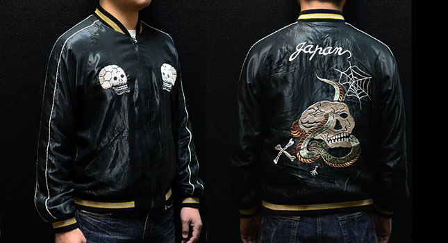 テーラー東洋スカジャン【SKULL×DRAGON】骸骨×龍・復刻サテンスカ NO