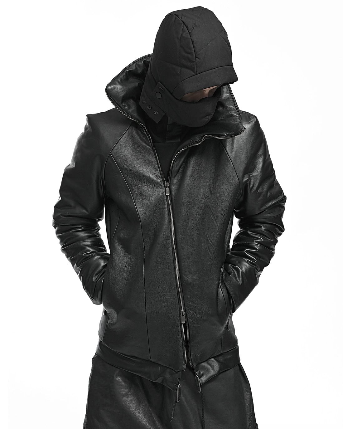 The Leather Diagonal Zip Winter Jacket - MINOAR.COM