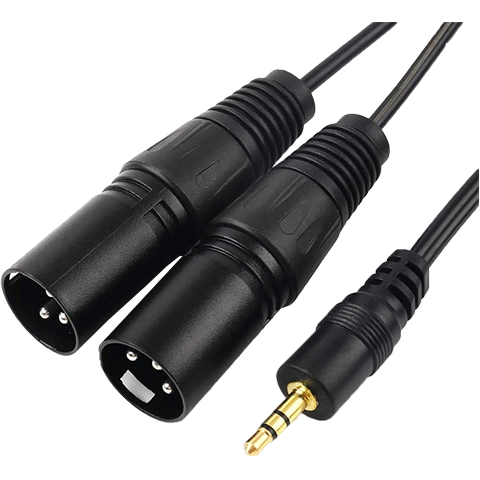 Yケーブル 3.5mm (ステレオ)→XLR(オス)デュアルオーディオケーブル1.5