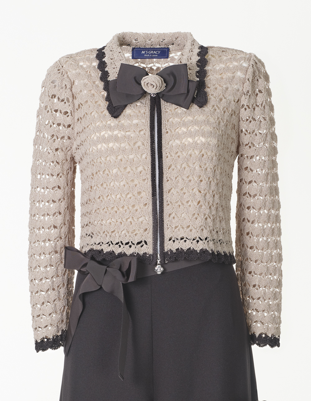 レース編みジップアップニット | msgracy