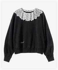 レース襟付きスウェットプルオーバー | MUVEIL Online Shop