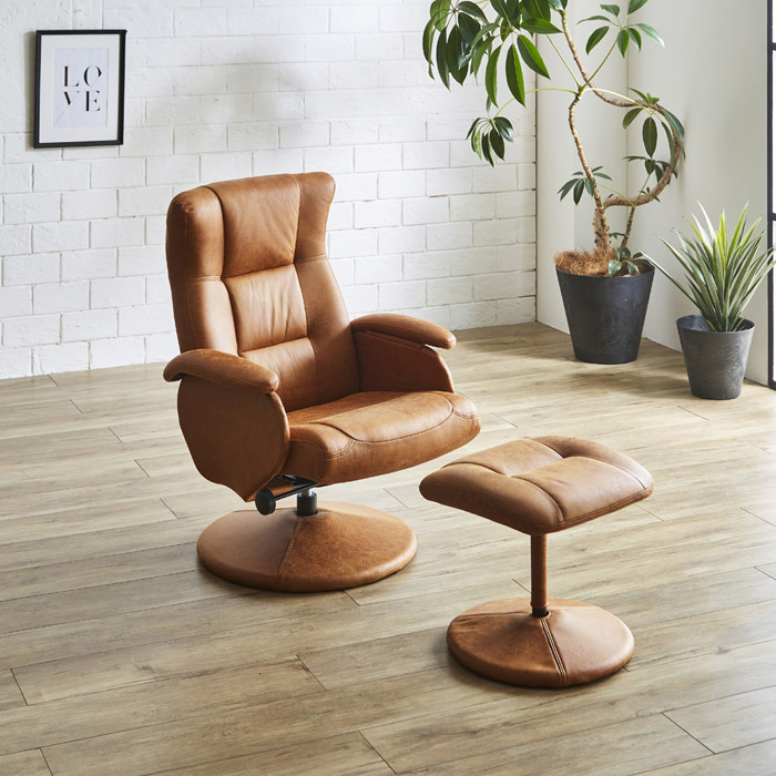 最大130°リクライニング可能!オットマン付きパーソナルチェアーを激安