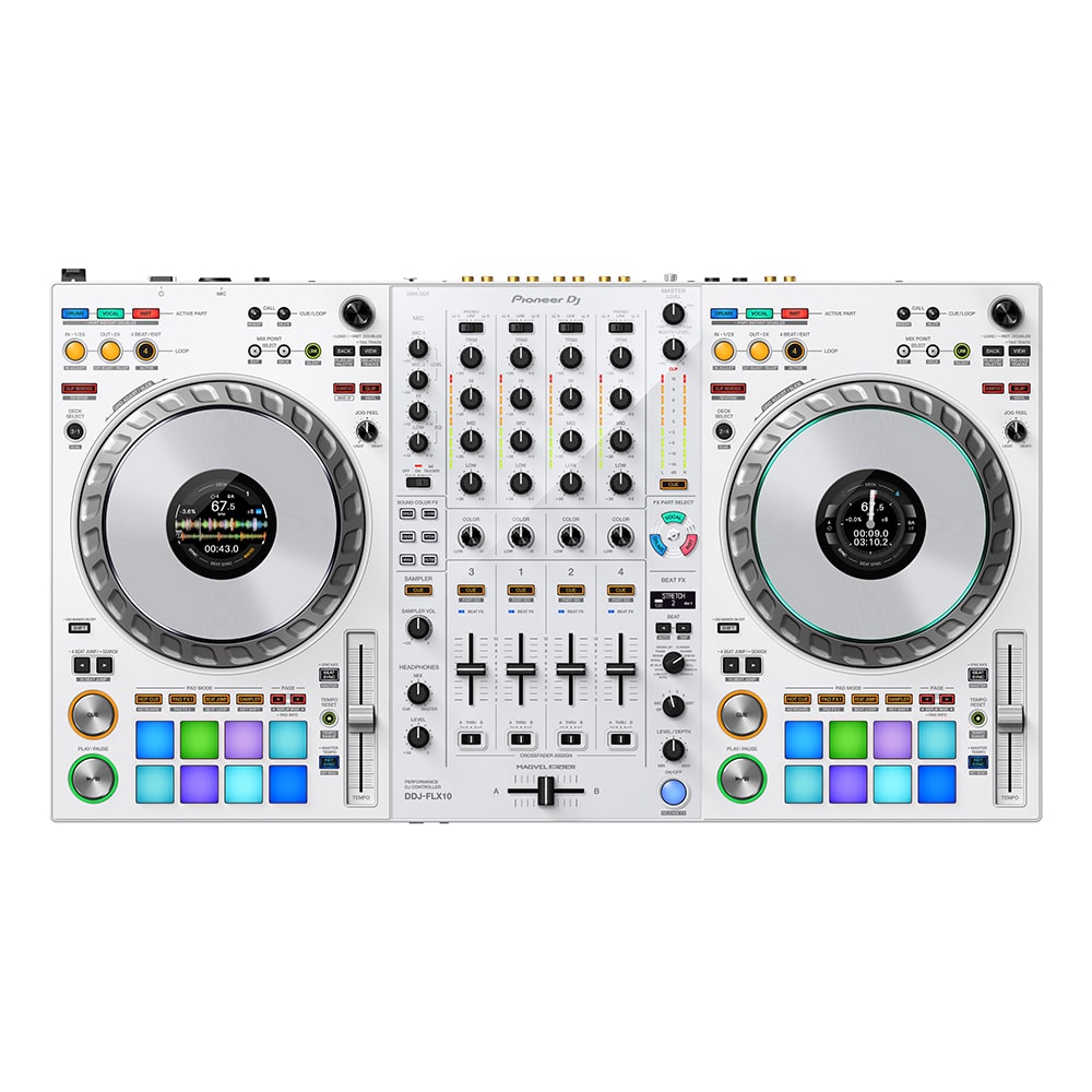 Pioneer DJ DDJ-FLX10 White Limited Edition w/ flight case & wheels