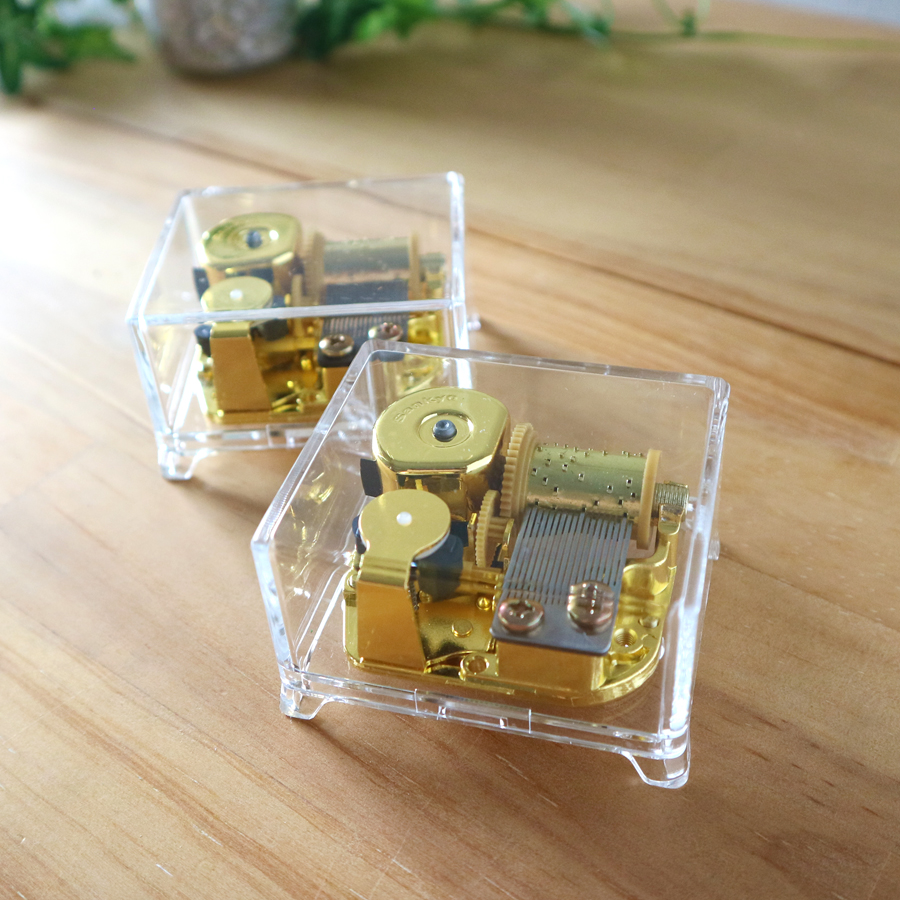 18弁】アクリルクリアBOX（脚付き） オルゴール シンプル 人気曲