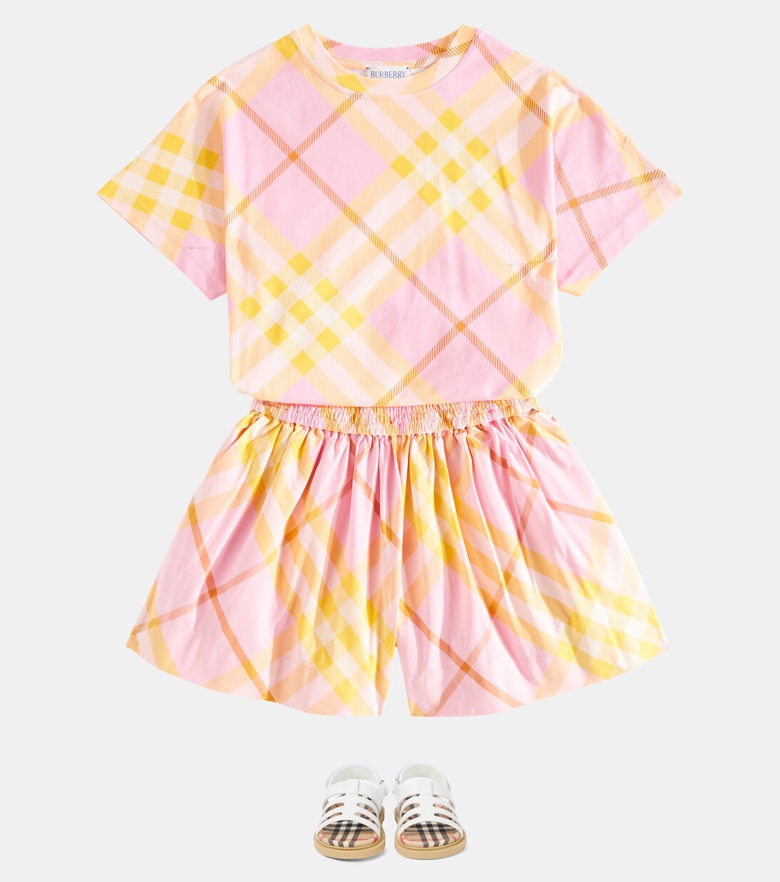 Burberry Check cotton jersey T-shirt in pink - Burberry Kids