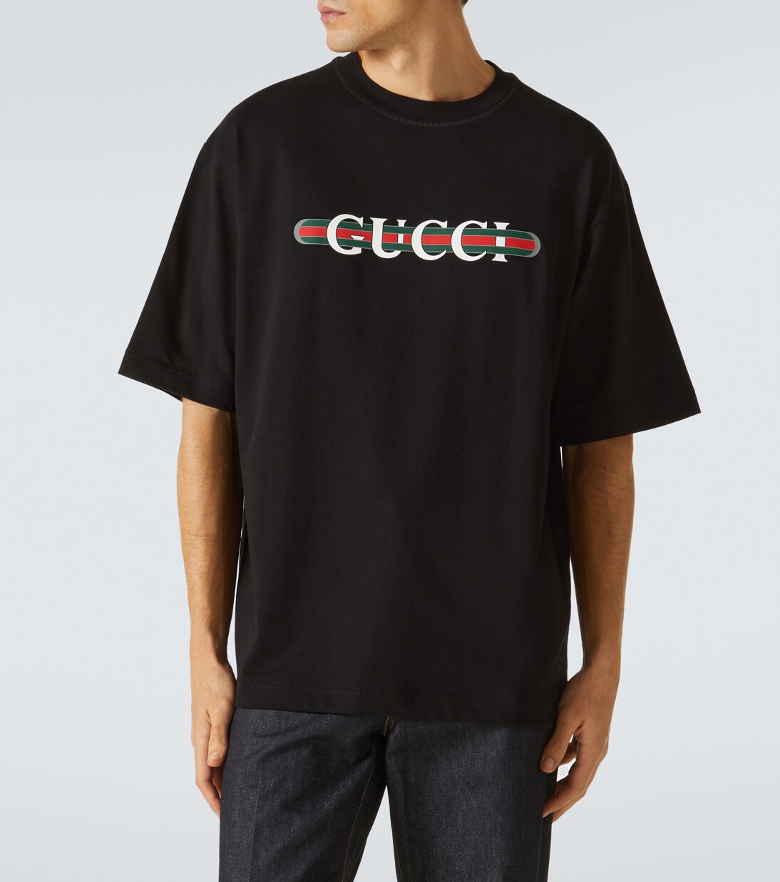 Logo cotton jersey T-shirt in black - Gucci | Mytheresa