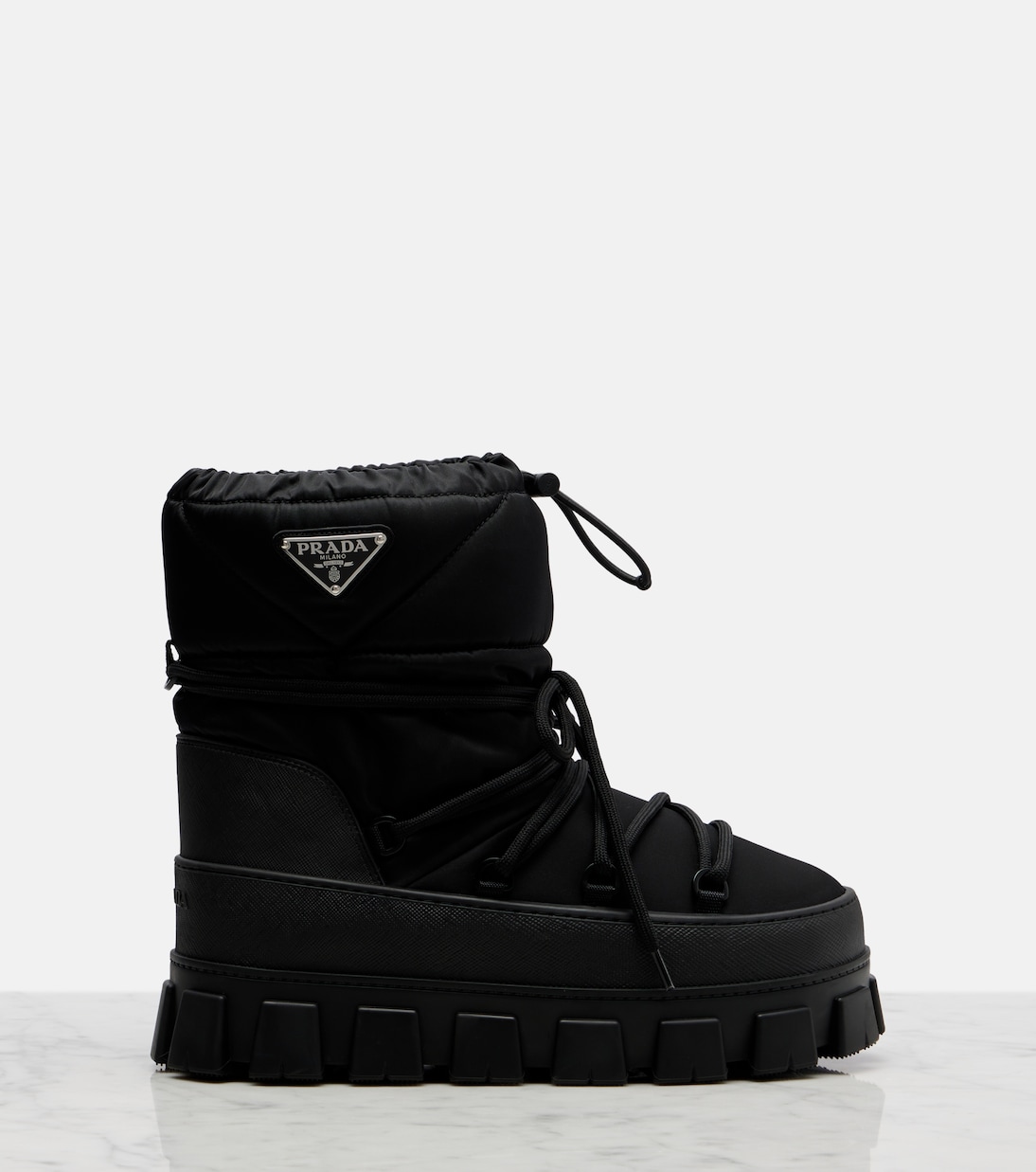 Re-Nylon gabardine snow boots in black - Prada | Mytheresa