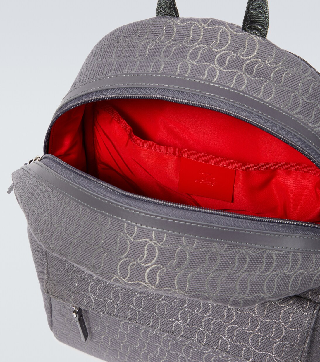 Zip N Flap logo jacquard backpack in grey - Christian Louboutin