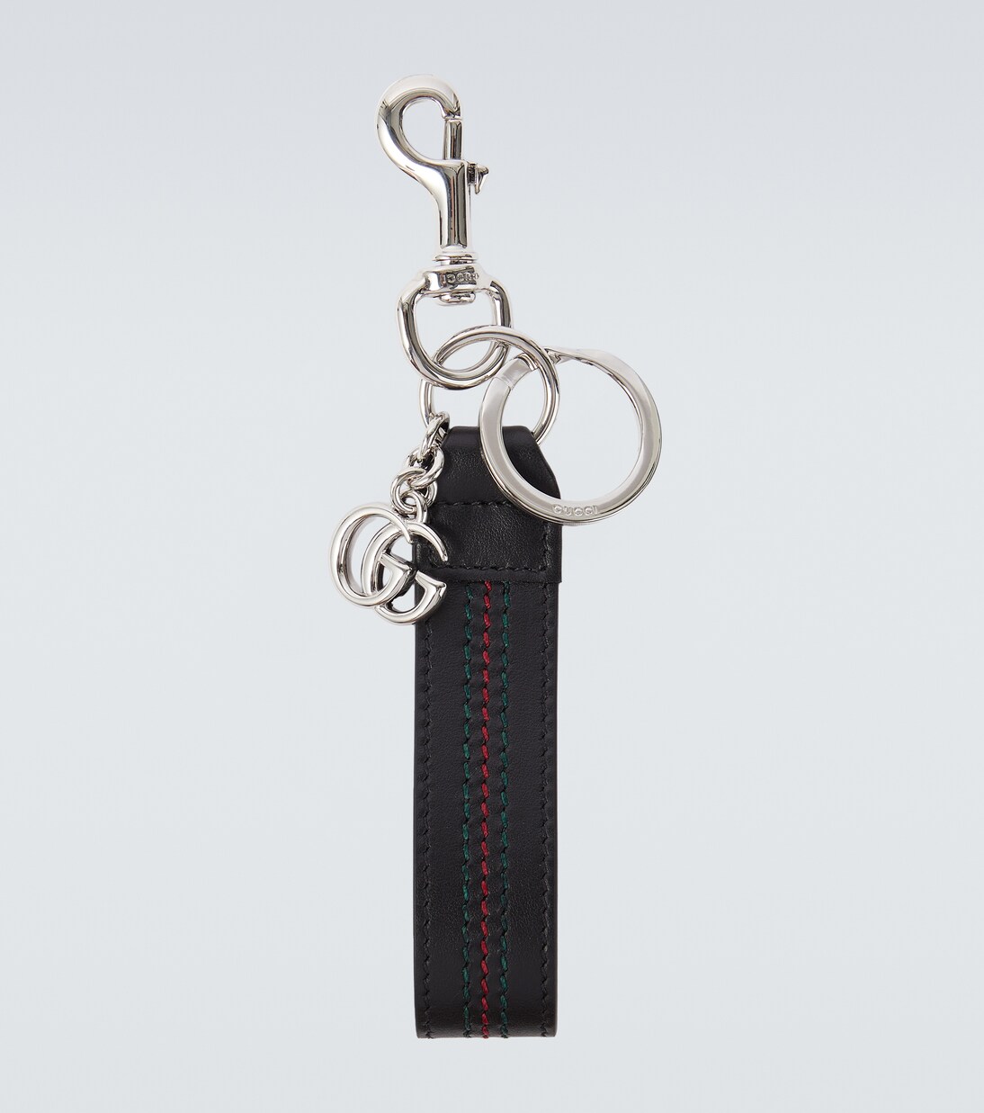 Double G leather keychain in brown - Gucci | Mytheresa