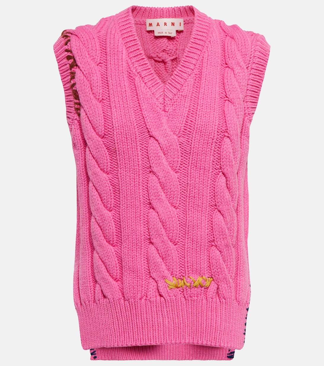 Cable-knit wool vest in pink - Marni | Mytheresa
