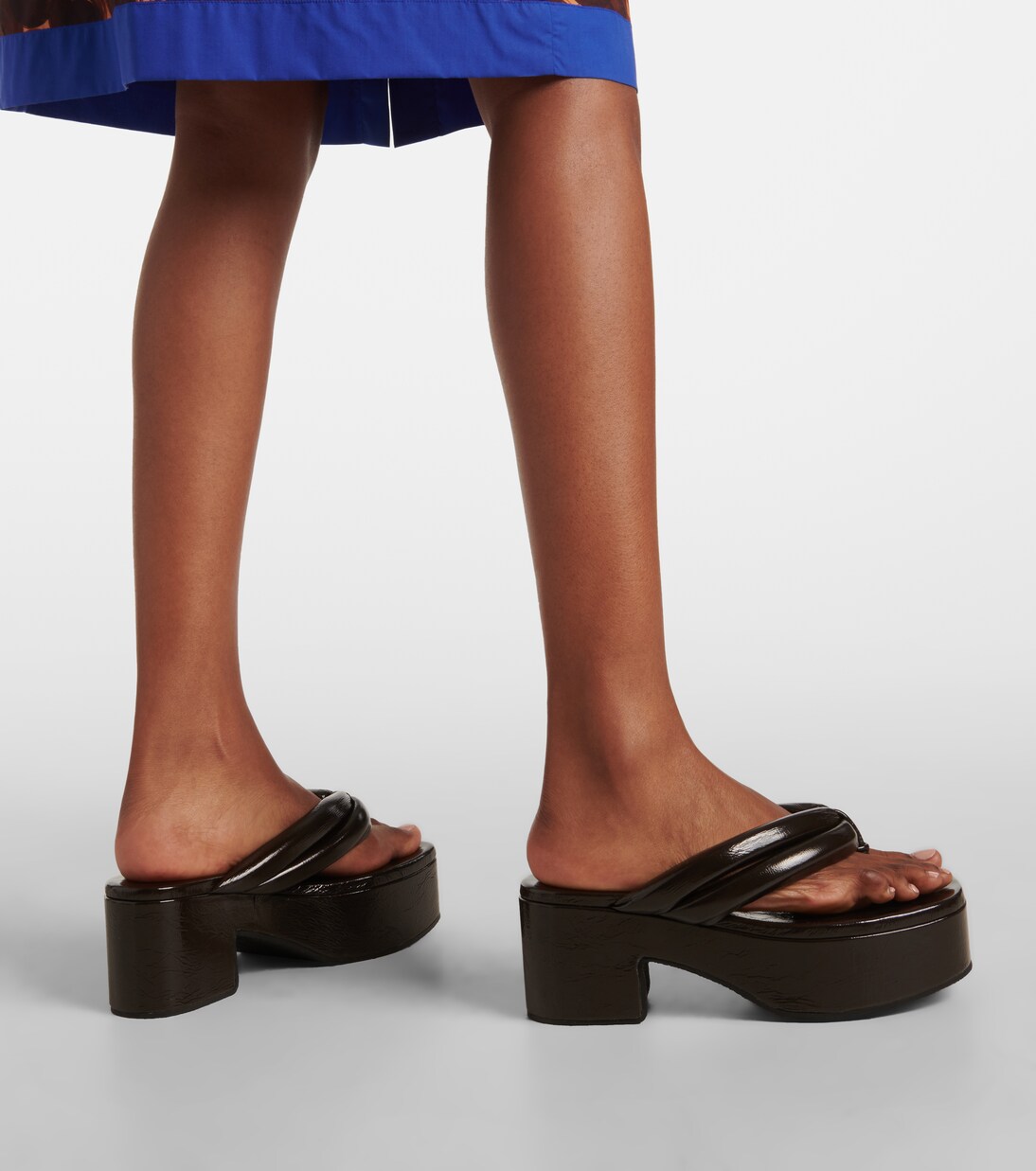 Leather platform sandals in brown - Dries Van Noten | Mytheresa