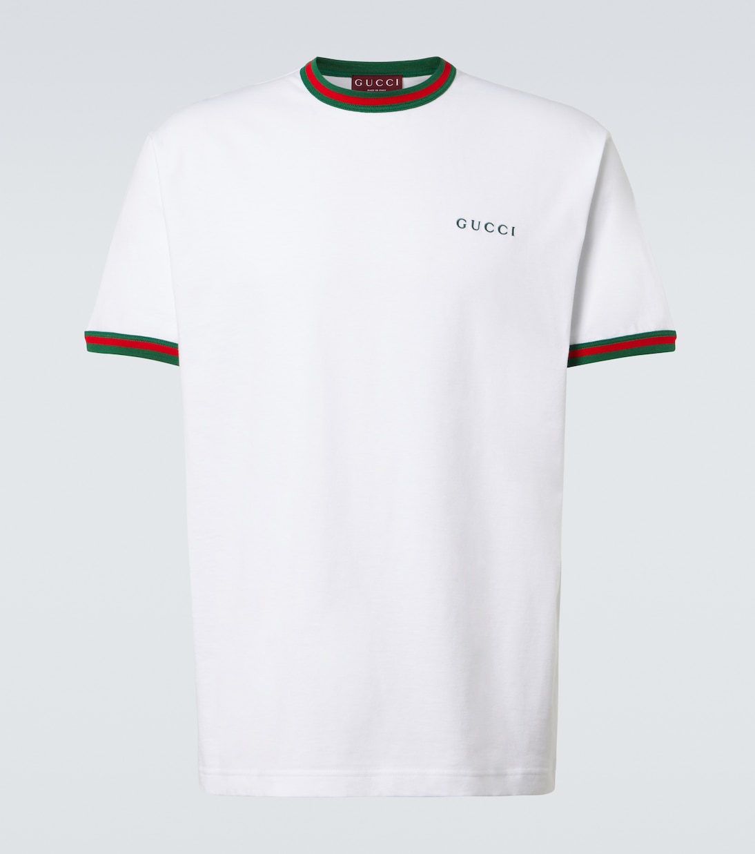 Webstripe logo cotton jersey T-shirt in white - Gucci | Mytheresa