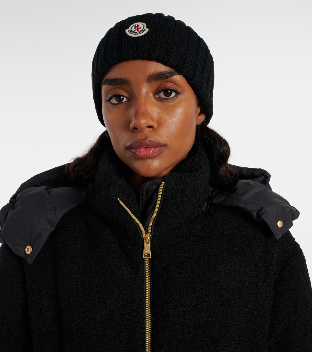 Logo ribbed-knit virgin wool beanie in black - Moncler | Mytheresa