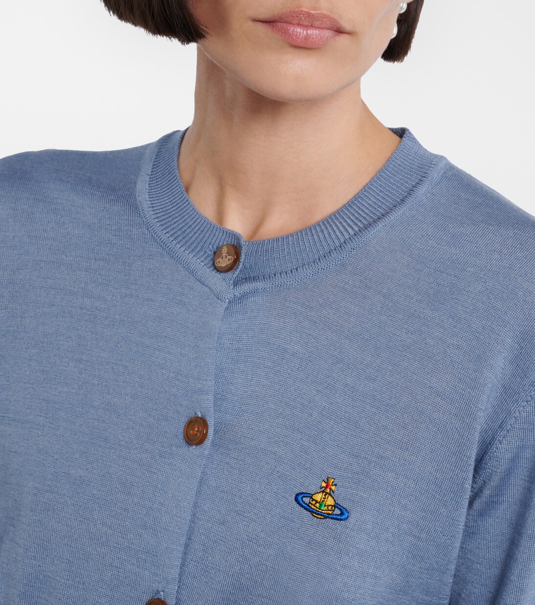 Bea cropped wool and silk cardigan in blue - Vivienne Westwood