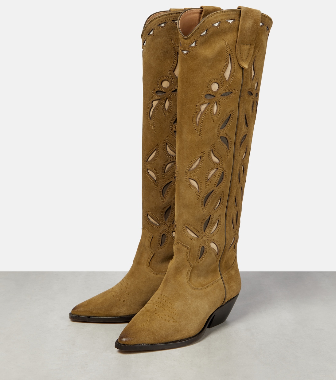 Denvee suede knee-high cowboy boots in brown - Isabel Marant