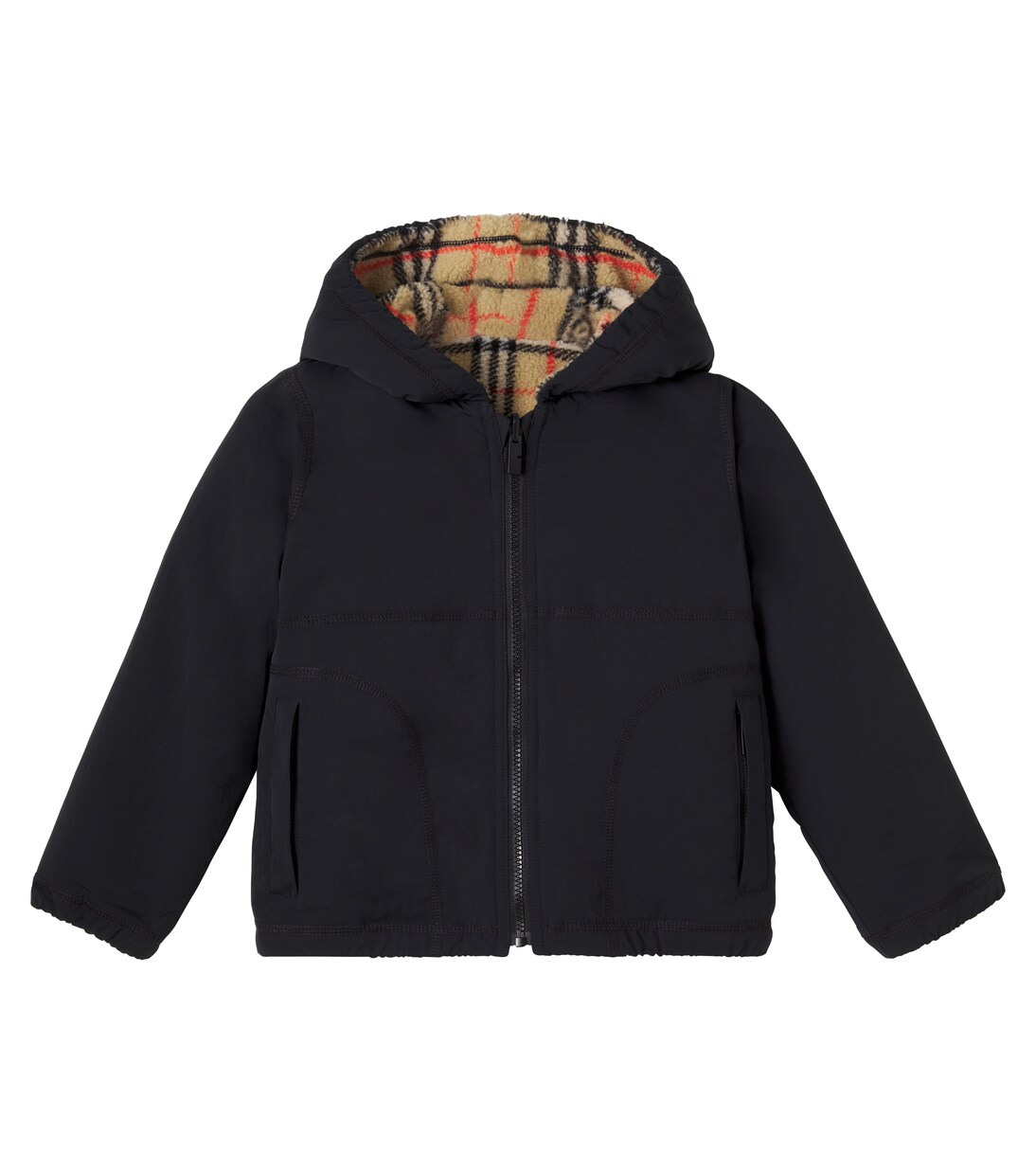 Burberry Check reversible teddy jacket in black - Burberry Kids