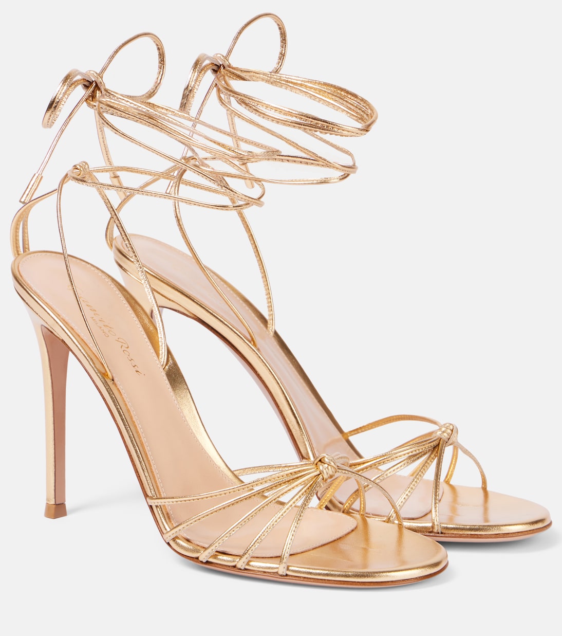 105 metallic leather sandals in gold - Gianvito Rossi | Mytheresa