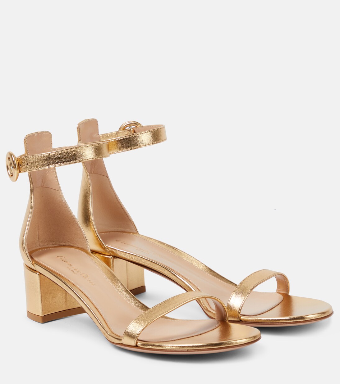 Gaeta 45 metallic leather sandals in gold - Gianvito Rossi | Mytheresa