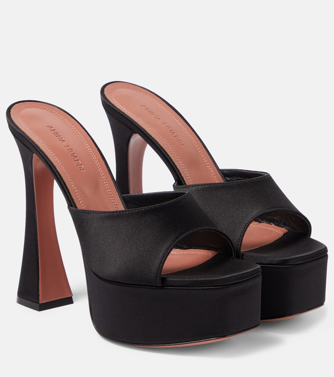 Dalida satin platform mules in black - Amina Muaddi | Mytheresa