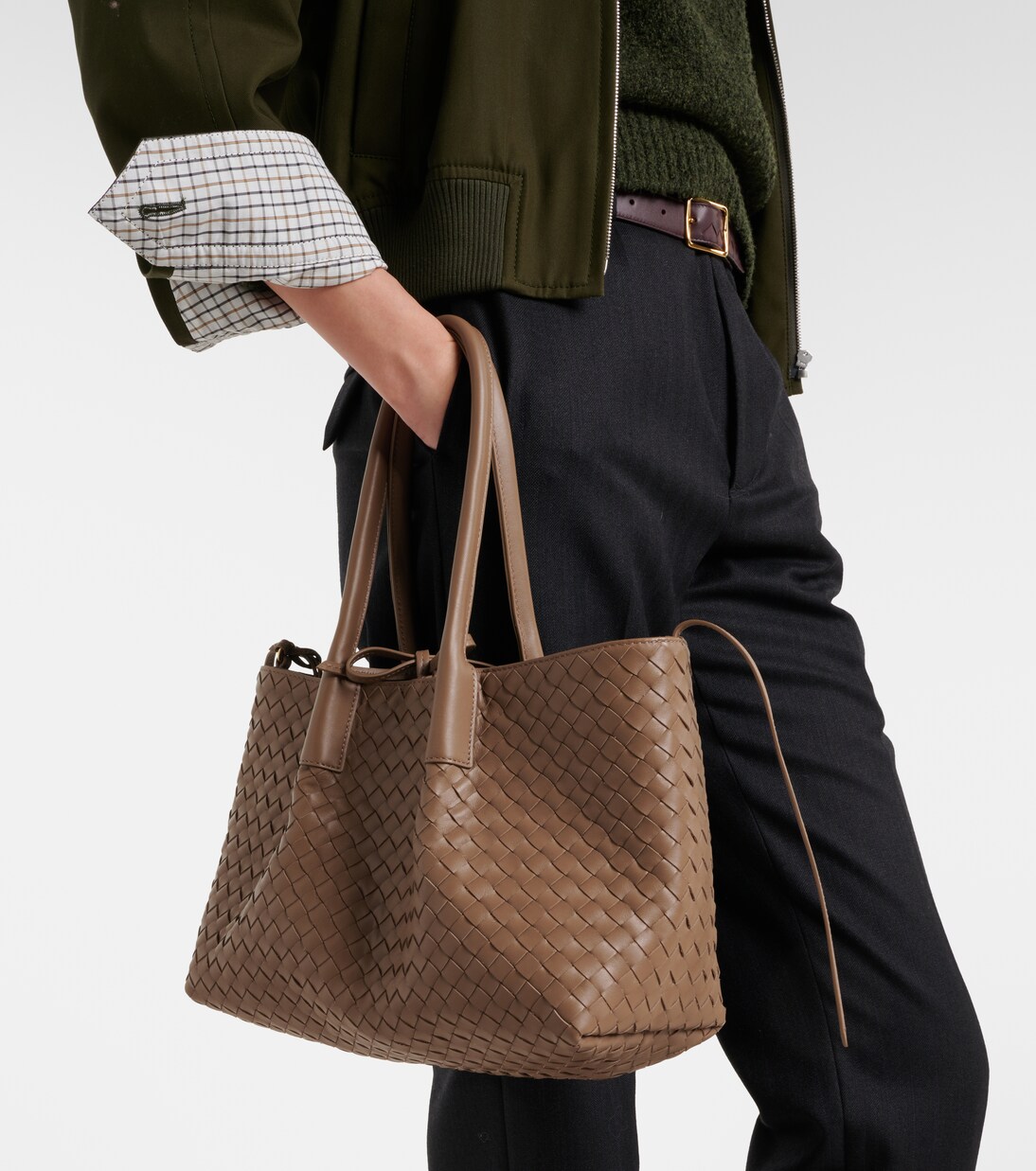 Pinacoteca Intrecciato leather tote bag in brown - Bottega Veneta