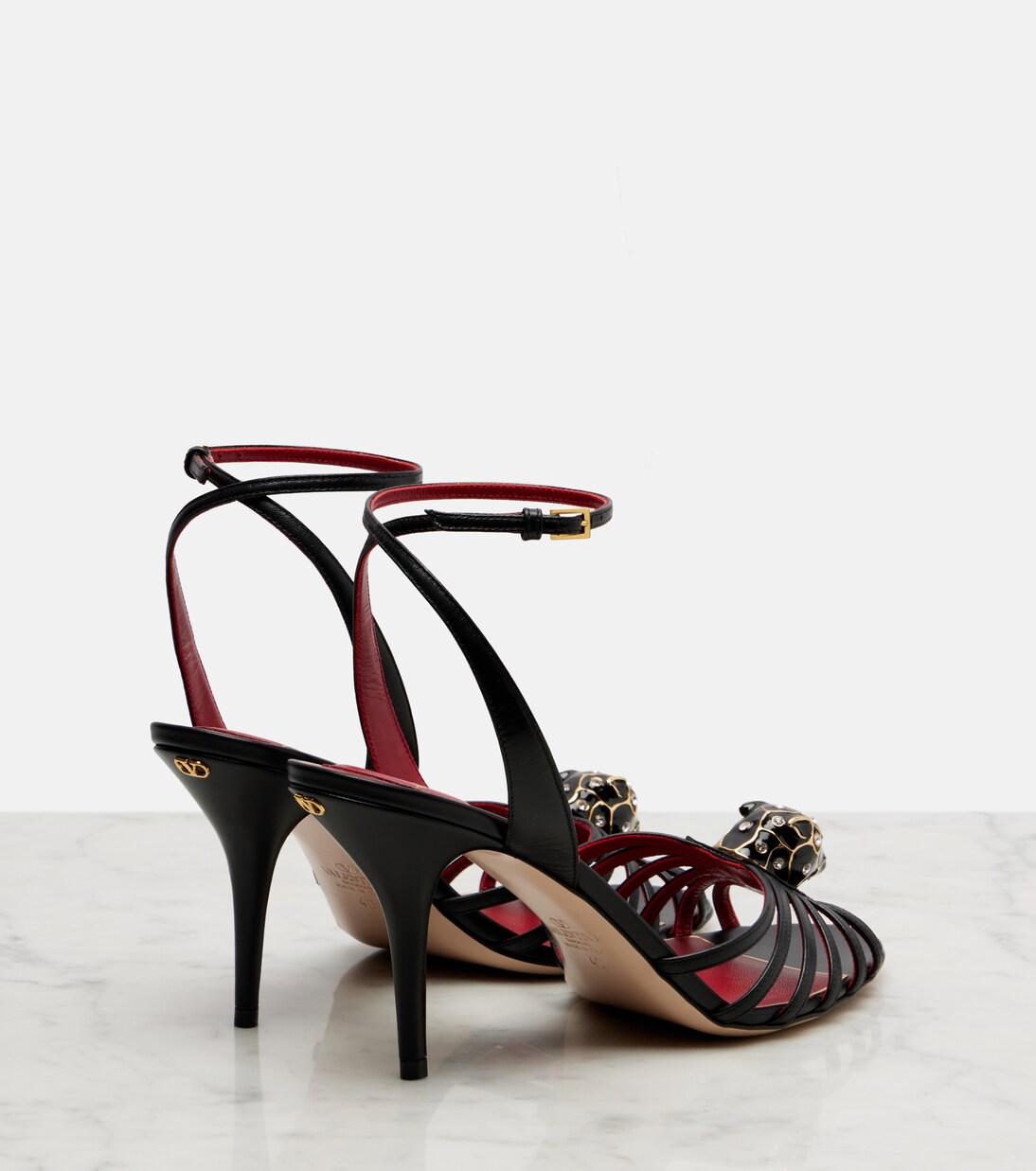 Pas De Chat 85 embellished leather sandals in black - Valentino