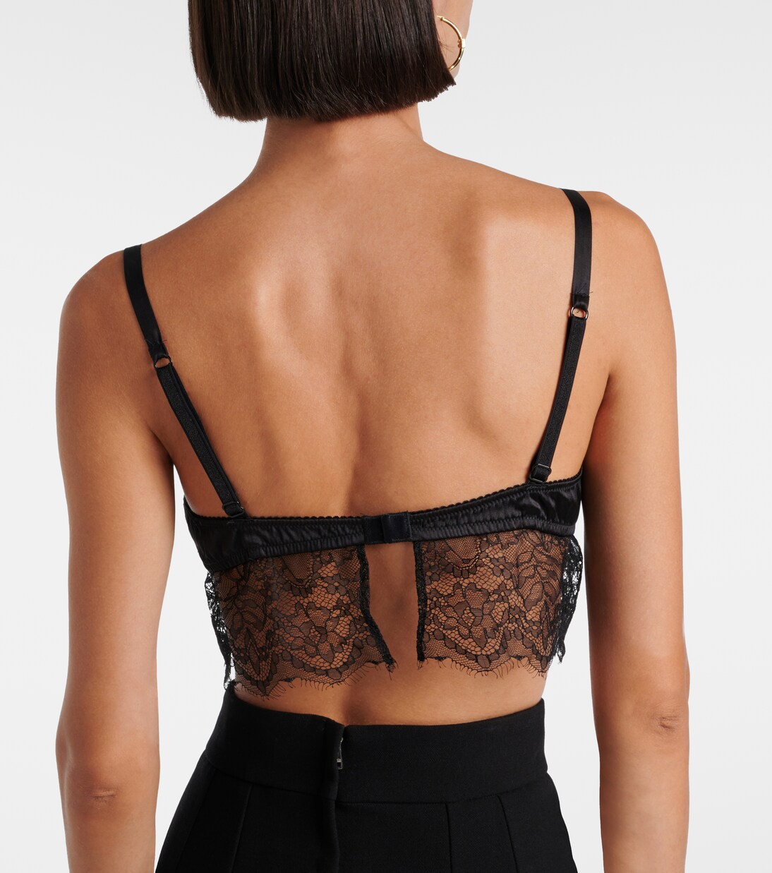 Lace-trimmed satin bralette in black - Dolce Gabbana | Mytheresa