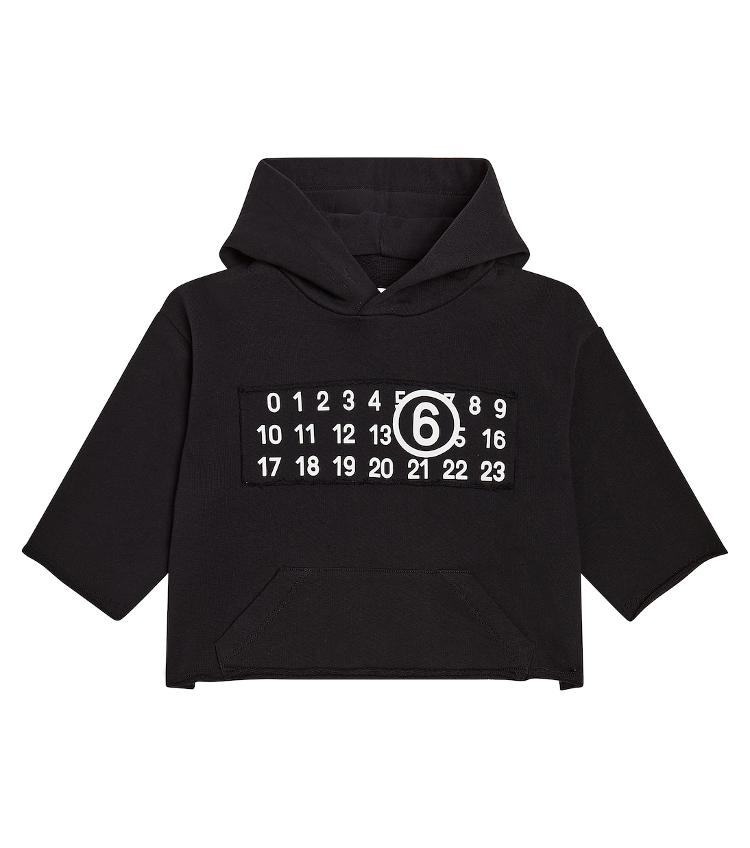 Cropped cotton jersey hoodie in black - MM 6 Maison Margiela Kids