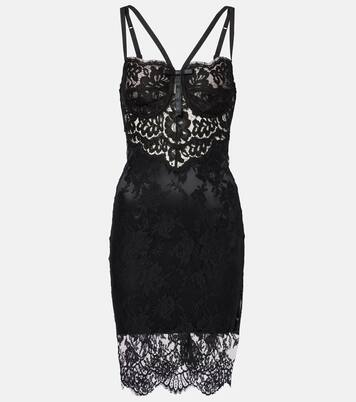 Cotton-blend lace minidress in black - Dolce Gabbana | Mytheresa