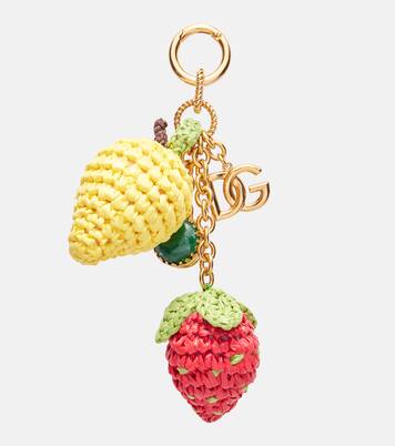 DG raffia-trimmed keychain in multicoloured - Dolce Gabbana