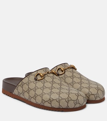 GG Supreme Horsebit mules in beige - Gucci | Mytheresa