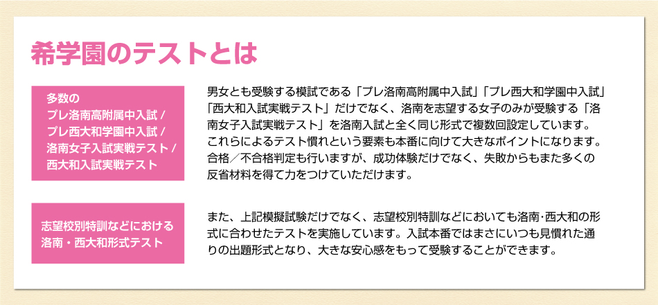 洛南女子・西大和女子合格に向けた万全の指導！ | 希学園 関西～人生の