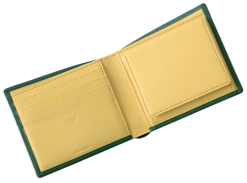 キプリス】二つ折り財布(BOX小銭入れ付き札入)□シラサギレザー