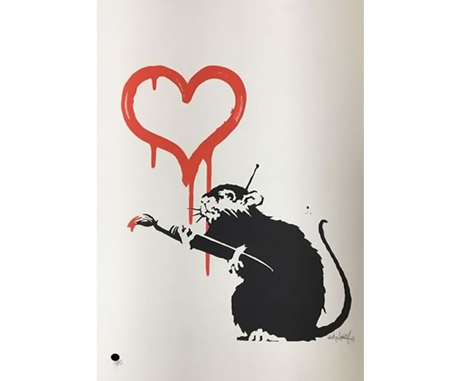 Banksy（バンクシー） -Love Rat（サイン入り） -Pest ControlのCOA
