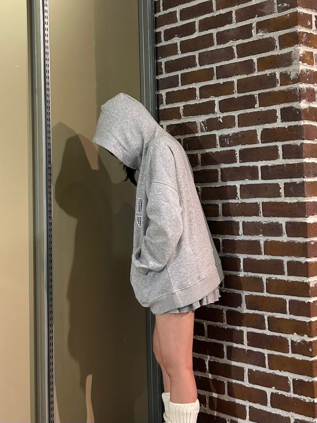 グレンチェックナンバーロゴ刺繍 パーカーMI-16