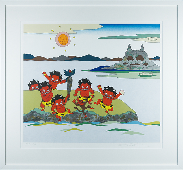瀧下和之版画額「桃太郎図鬼ヶ島で鬼退治。」 | Natsume Books