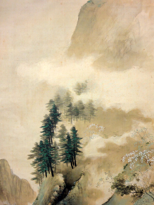 傑作・真作] 寺崎広業 遼東春色 晩年作 日本画 掛軸 中国 遼東半島 桜