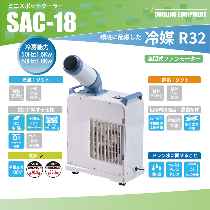 ナカトミ、スポットクーラー SAC-18の購入はナカトミショップ