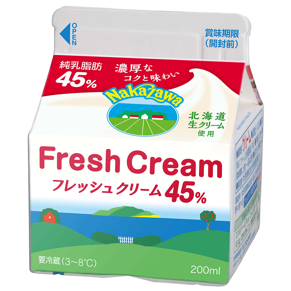 中沢フレッシュクリーム45%（200ml） - 製品紹介 - NAKAZAWA 中沢