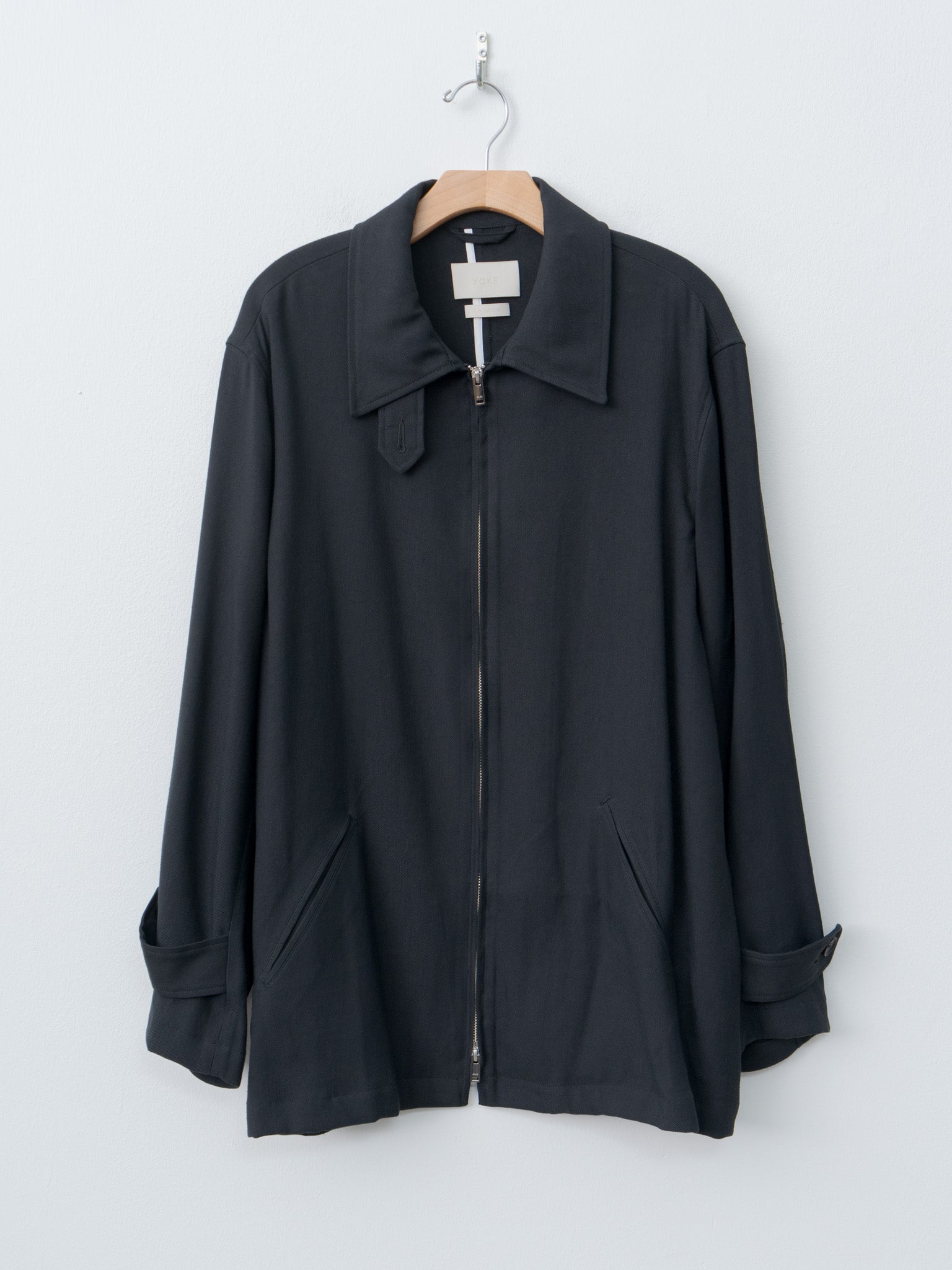 Namu Shop - Yoke Linen Acetate Zip Blouson - Black